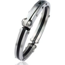 Stainless Steel Classic Black And Silver Bangle Bracelet