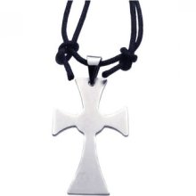 Stainless Steel Cross Pendant W/ Silk Cord Ssp00005