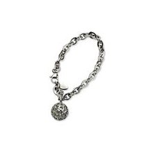Stainless Steel Heart Cutouts Puffed Circle 8in Bracele