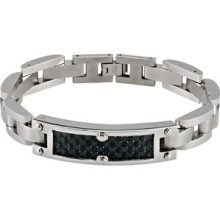 Stainless Steel ID Bracelet with Carbon Fiber Inlay