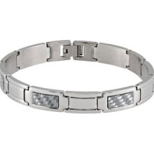 Stainless Steel Link Bracelet with Carbon Fiber