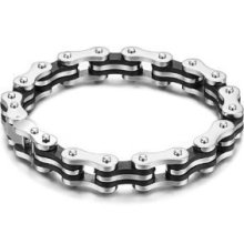 Stainless Steel Mechanic Black Silver Biker Bracelet
