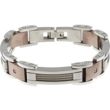 Stainless Steel Men's 1/10ct TDW Diamond Bracelet (G-H,
