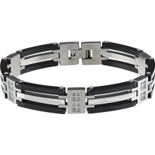 Stainless Steel Men's 1/4ct TDW Diamond Bracelet (GH I2-I3) (White diamond)