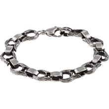 Stainless Steel Men's Angel Wing Link Bracelet (8 1/2 inch bracelet)