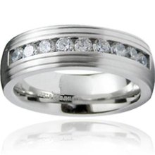 Stainless Steel Men's Cubic Zirconia Ring