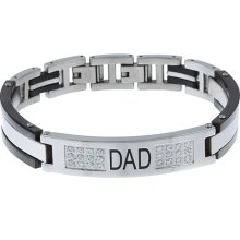 Stainless Steel Men's Cubic Zirconia 'Dad' Bracelet (8 3/4 Inch)