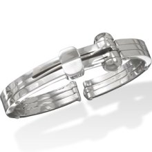 Stainless Steel Men's Hinged Cuff Bracelet