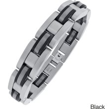 Stainless Steel Men's Plated Highlight Link Bracelet (Brown)