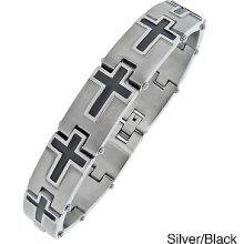 Stainless Steel Men's Plated Cross Link Bracelet