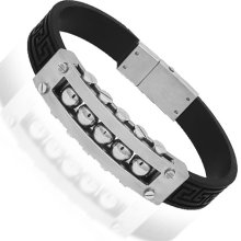 Stainless Steel Mens Rubber Band Bracelet
