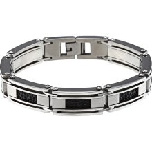 Stainless Steel Men's Textured Leather Bracelet (Bracelet)