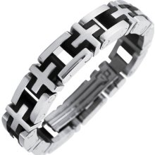Stainless Steel Mens Two Tone Link Fashion Bracelet 8.50 Inches Long 13 Mm Wide
