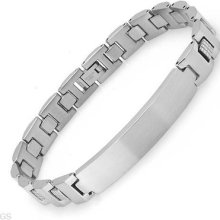 Stainless Steel Metallic Classic Id Mens 8.5 Inch Bracelet