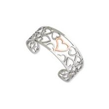 Stainless Steel Polished & Chocolate-plated Hearts Cuff
