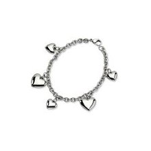 Stainless Steel Polished Hearts 8in Bracelet