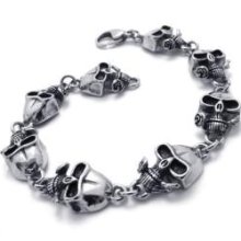 Stainless Steel Skull With Roses Bracelet CET Domain