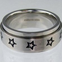 Stainless Steel Spinning Ring W Stars Size 6-10