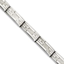 Stainless Steel Textured Link 8.25 Inch Bracelet