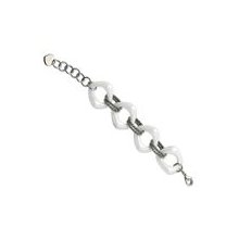 Stainless Steel White Ceramic and Stainless Link Bracel