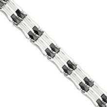 Stainless Steel With Black Ceramic 8.25 Inch Bracelet