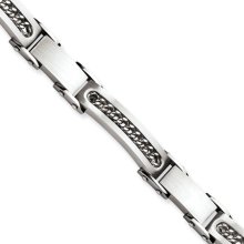 Stainless Steel with Chain Inset 8.5 Inch Bracelet
