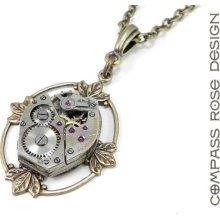 Steampunk Necklace - Petite Watch Movement Pendant - Mechanical Watch Movement Necklace in Brass