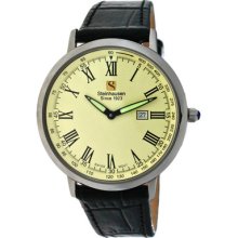 Steinhausen Mens Ultra-thin Swiss Movement Silver Case Cream Dial Watch