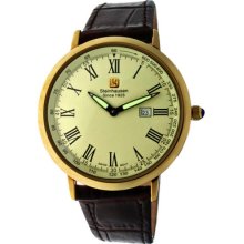 Steinhausen Men's Ultra-thin Swiss Movement Gold Case Cream Dial Watch