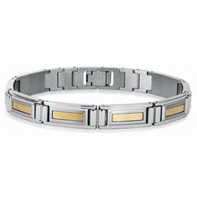 STEL Stainless Steel w/14K Yellow Gold Inlay Bracelet - 8.25-Inches