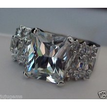 Sterling Silver 3 Ct Radiant Cut Signity Cz Solitaire Cathedral Wedding Ring Sz7