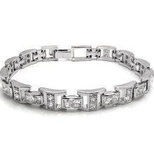 STERLING SILVER 37CZ 8.5'' 16MM MENS BRACELET 47G