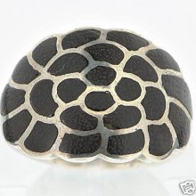 Sterling Silver & Dark Brown Exotic Wood Ring Size 7.5