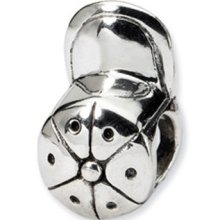 Sterling Silver Baseball Cap Reflection European Bead Charm For Bracelet Qrs347