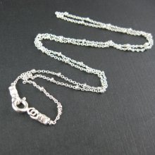 Sterling Silver Chain Necklace - Finished, Ready to Wear - Ball Chain , Beaded Chain ( 20 inches - 1 piece)