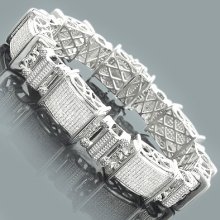 Sterling Silver Diamond Jewelry: Mens Bracelet 3.25ct