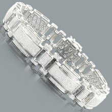 Sterling Silver Mens Diamond Bracelet 2.19ct