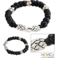 Sterling Silver Men's 'Eagle Warrior' Leather