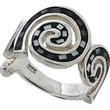 Sterling Silver Mosaic Mother-of-pearl Ring