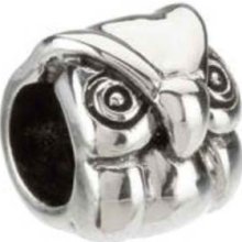 Sterling Silver Owl Bird Kera European Bead Charm For Bracelet 24748