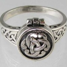 Sterling Silver Poison Ring Celtic Knotwork Design Opens Size 6-10