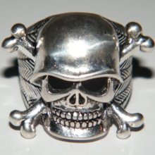 Sterling Silver Skull Crossbones Nazi Helmet 1987 G&s Outlaw Biker Ring Size 11