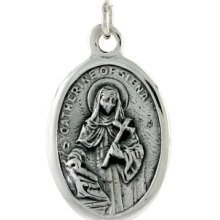 Sterling Silver St. Catherine Of Siena Medal Pendant Prp2