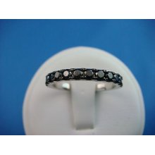 Striking 18k Black Diamonds Wedding-anniversary Ring 0.75 Ct. Size 6 3/4