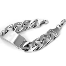 Strong Silver Stainless Steel Casting Shiny Curved Plate Bracelet Jewelry Ss-076