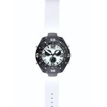 Structure Mens Calendar Date Multi-Function Watch w/Round Black Case, White Dial and Leather Band