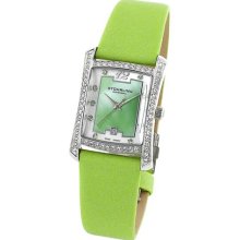 Stuhrling 145e 1215l42 Green Gastby Girl Mop Swarovki Swiss Quartz Woman's Watch