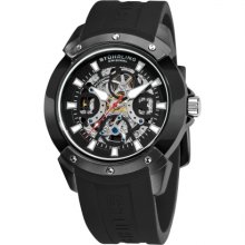 Stuhrling 266 33561 Crucible Auto Skeleton Black Case Black Rubber Mens Watch