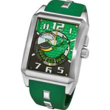 Stuhrling Original 255D.3316D85 Mens Madmen Alarm on a Stainless Steel Case and Green Rubber Strap with Grey-Green Dial