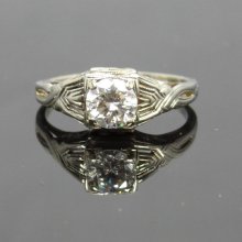 Stunning 14K/18K White Gold Art Nouveau Diamond Filigree Engagement Ring - RGDI105P